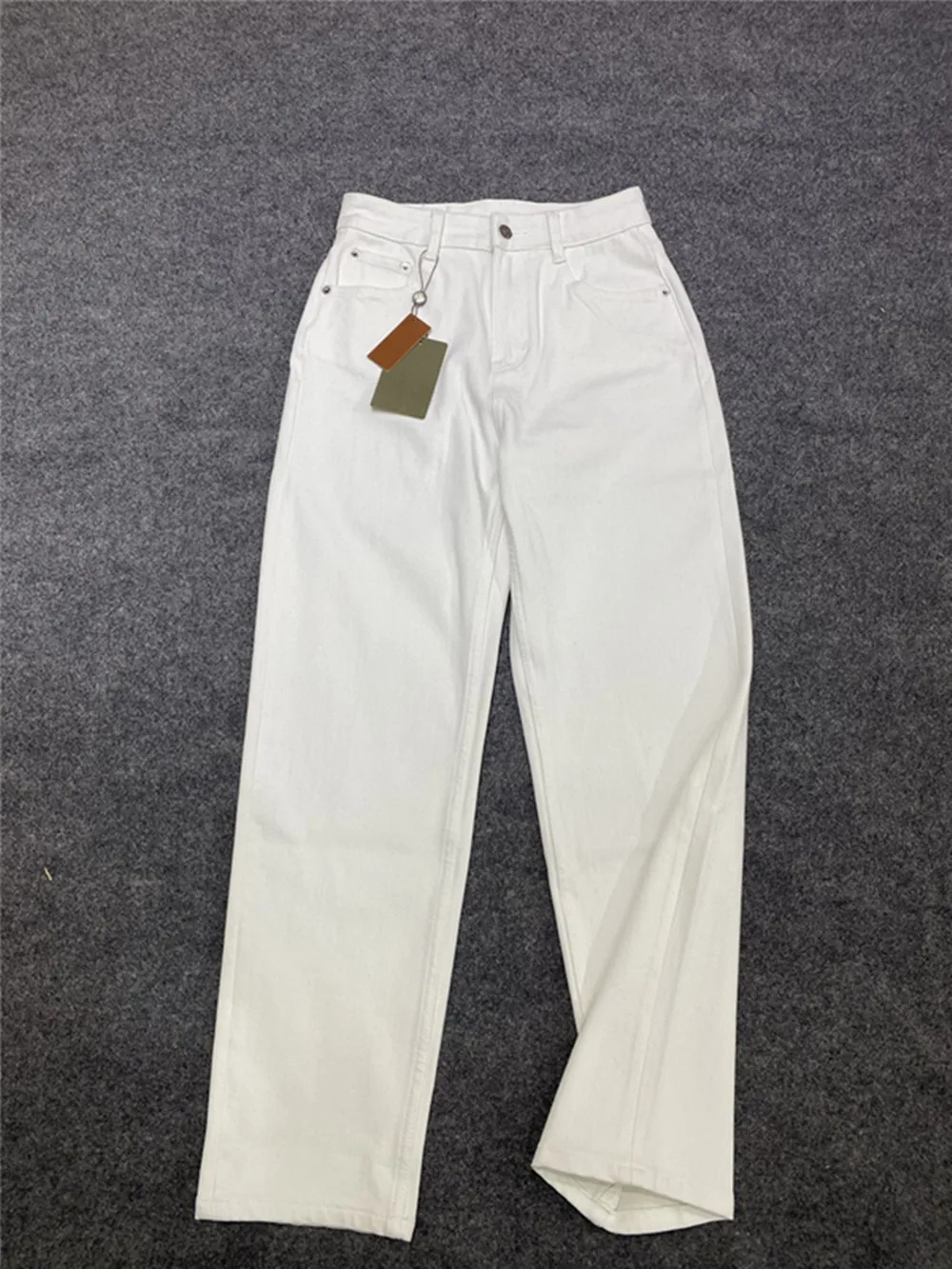 

Women's Cotton White Denim Narrow Leg Pants Fashion Versatile Cigarette Jeans