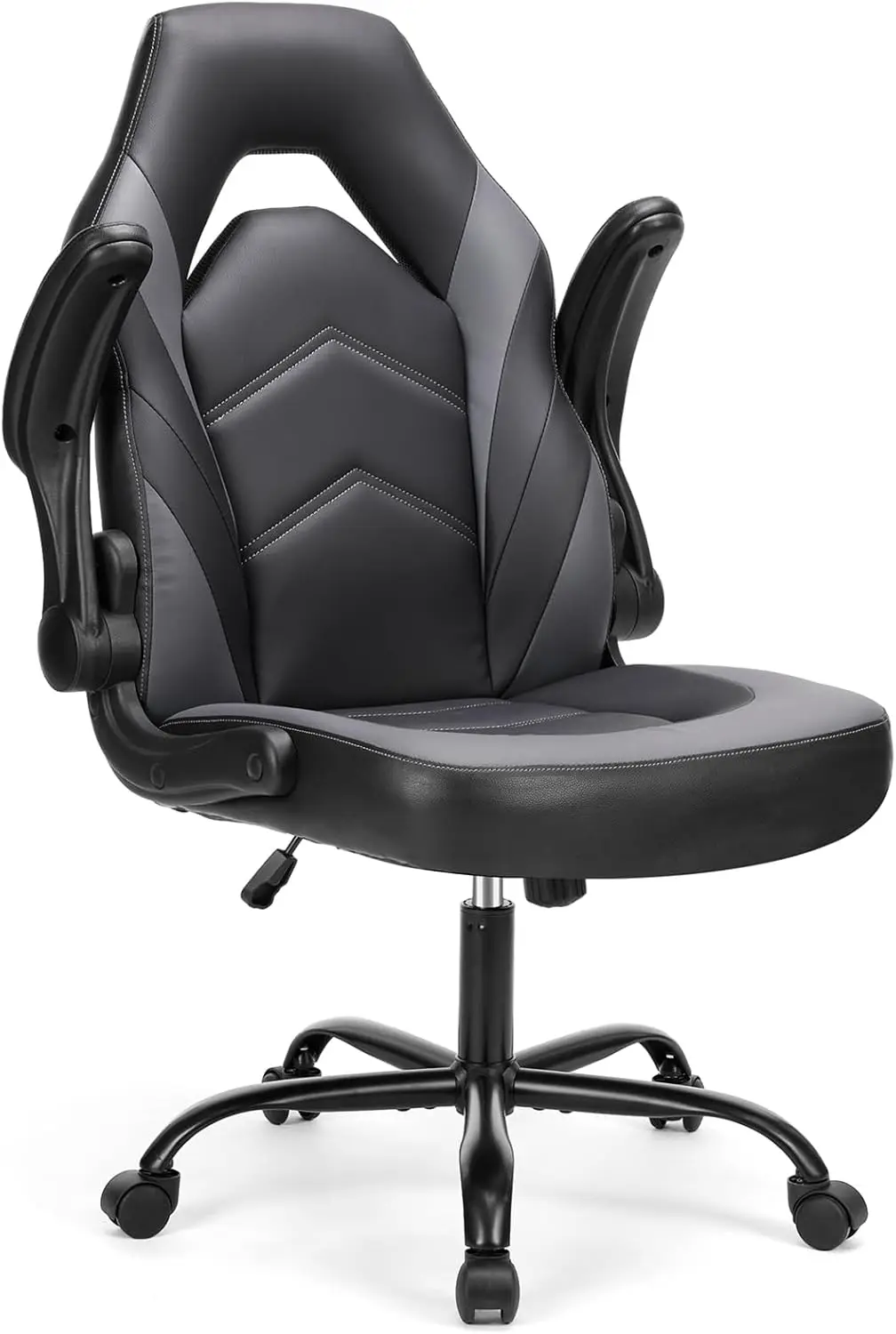 

Computer Gaming Desk Chair - Ergonomic Office Executive Adjustable Swivel Task PU Leather Racing Chair with Flip-up Armrest