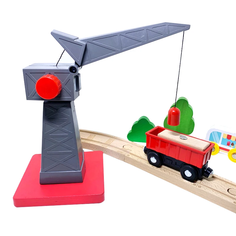 Freight Station Small Crane Tower Wooden Track Scene Accessories Suitable for Wooden BR Train Track Scene boy Toys X16-4