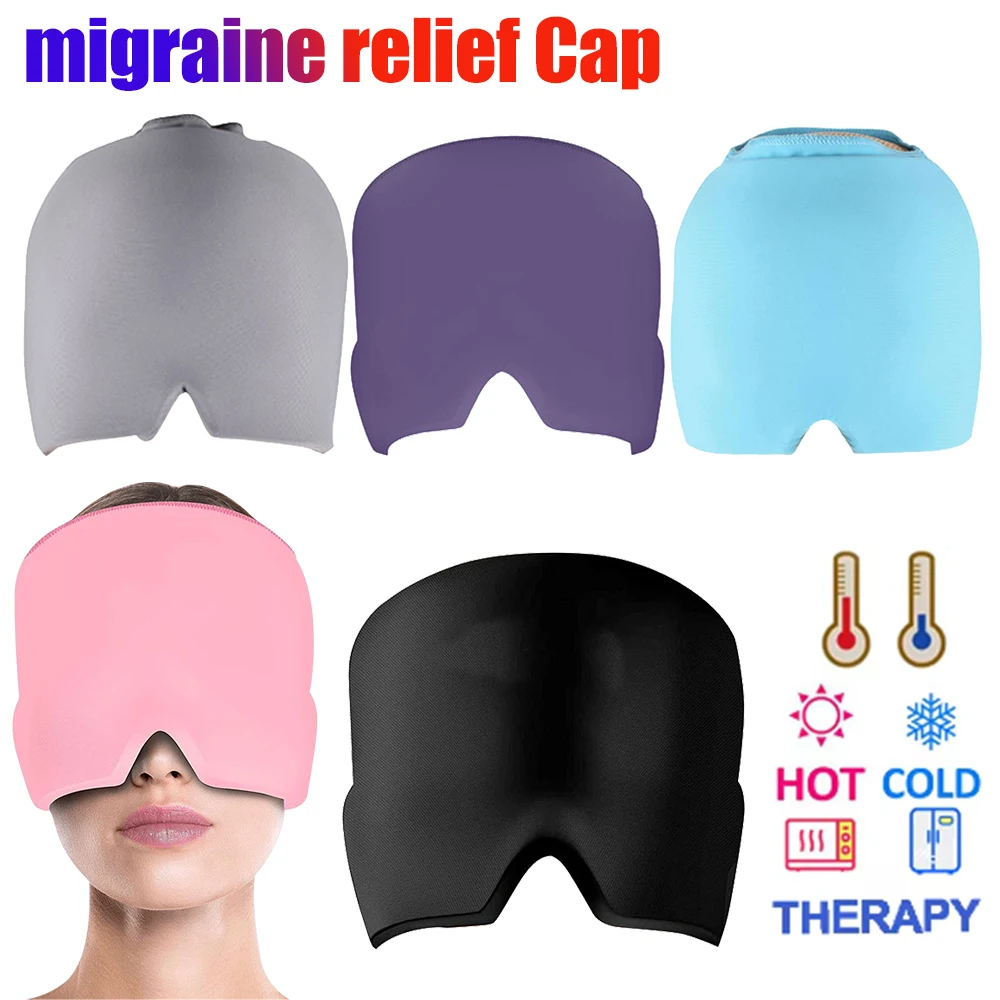 Gel Ice Headache Migraine Relief Hat Cold Compress Therapy Cap Ice Head Wrap Pack Eye Mask For Pressure Relieve Pain Ice Hat