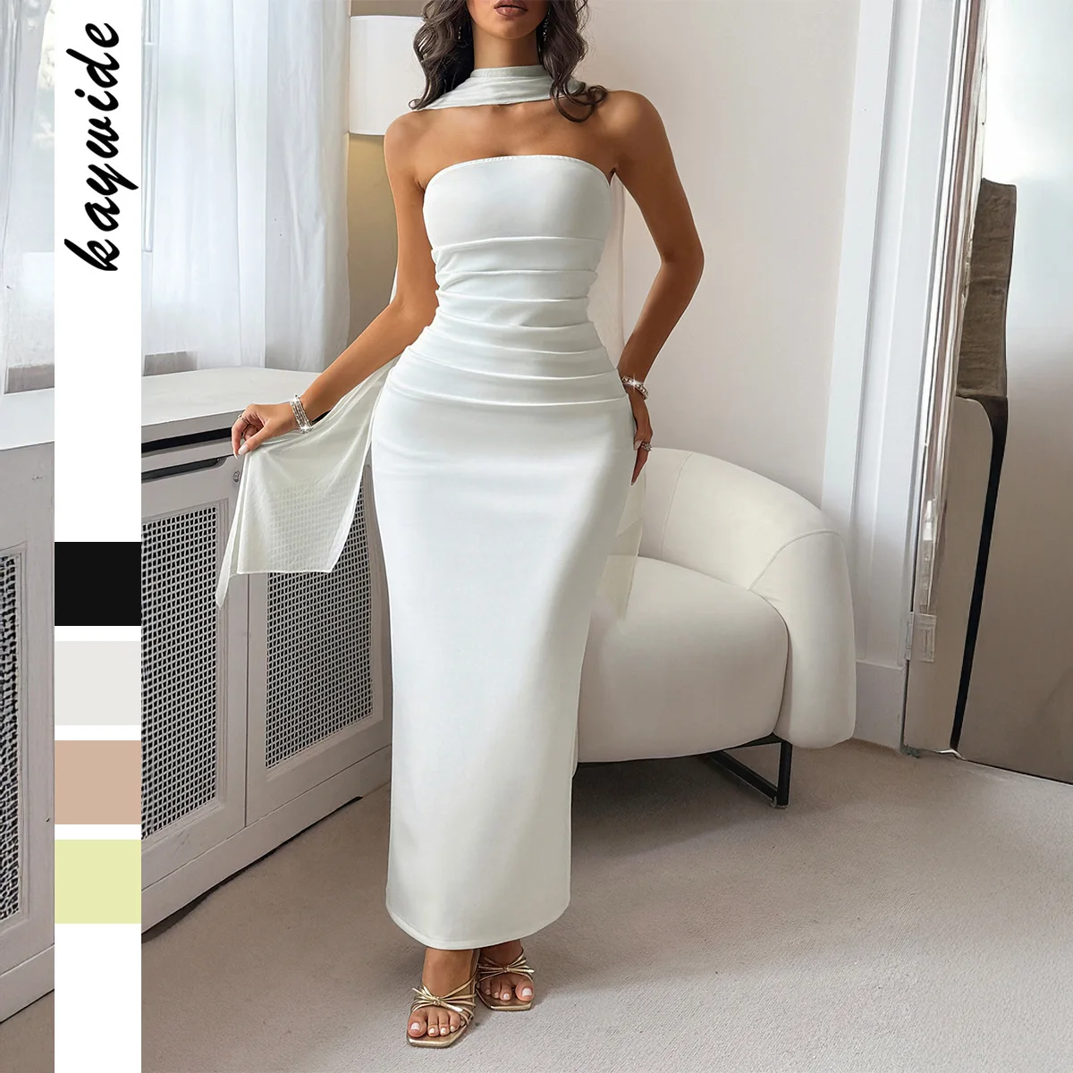 

Vacation-style Strapless Bodycon Long Dress Women's Clothing 2026 Autumn/winter Birthday Dress Y2k、 Maxi Midi