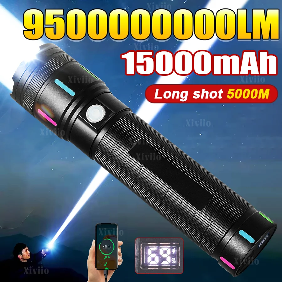 

PAWEINUO Most Powerful LED Flashlight 95000000LM Ultra Bright Rechargeable Tactical Torch Light Long Range 5000M Camping Lantern