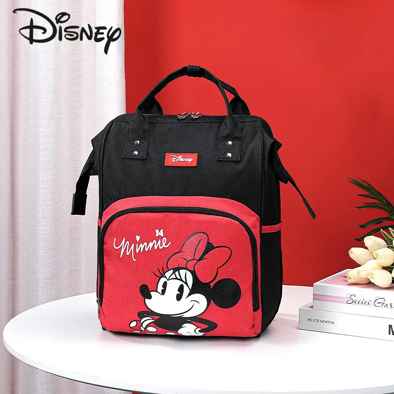 Disney Mickey New Fashion Mom's Bag Cartoon Large Capacity Baby Supplies Storage Bag Lightweight Multifunctional Backpack