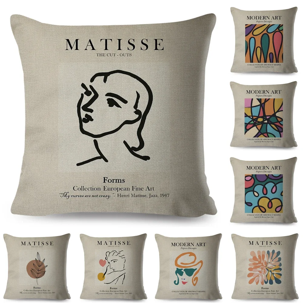 

Abstract Color Block Matisse Girl Coral Modern Pillowcase Linen Throw Cushion Cover Decor Geometric Pillow Case for Sofa Car