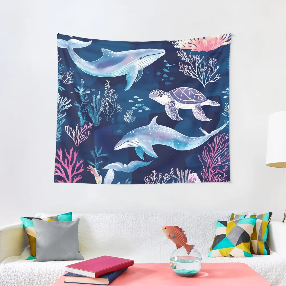 

colorful ocean wonders collage print Tapestry Home Decoration Bathroom Decor Decoration Aesthetic Tapestry