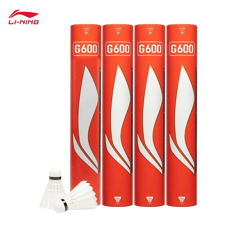 LI-NING Badminton Series G600 76 Speed and 77 Speed Goose Feather Badminton (12 pieces/barrel) AYQR008
