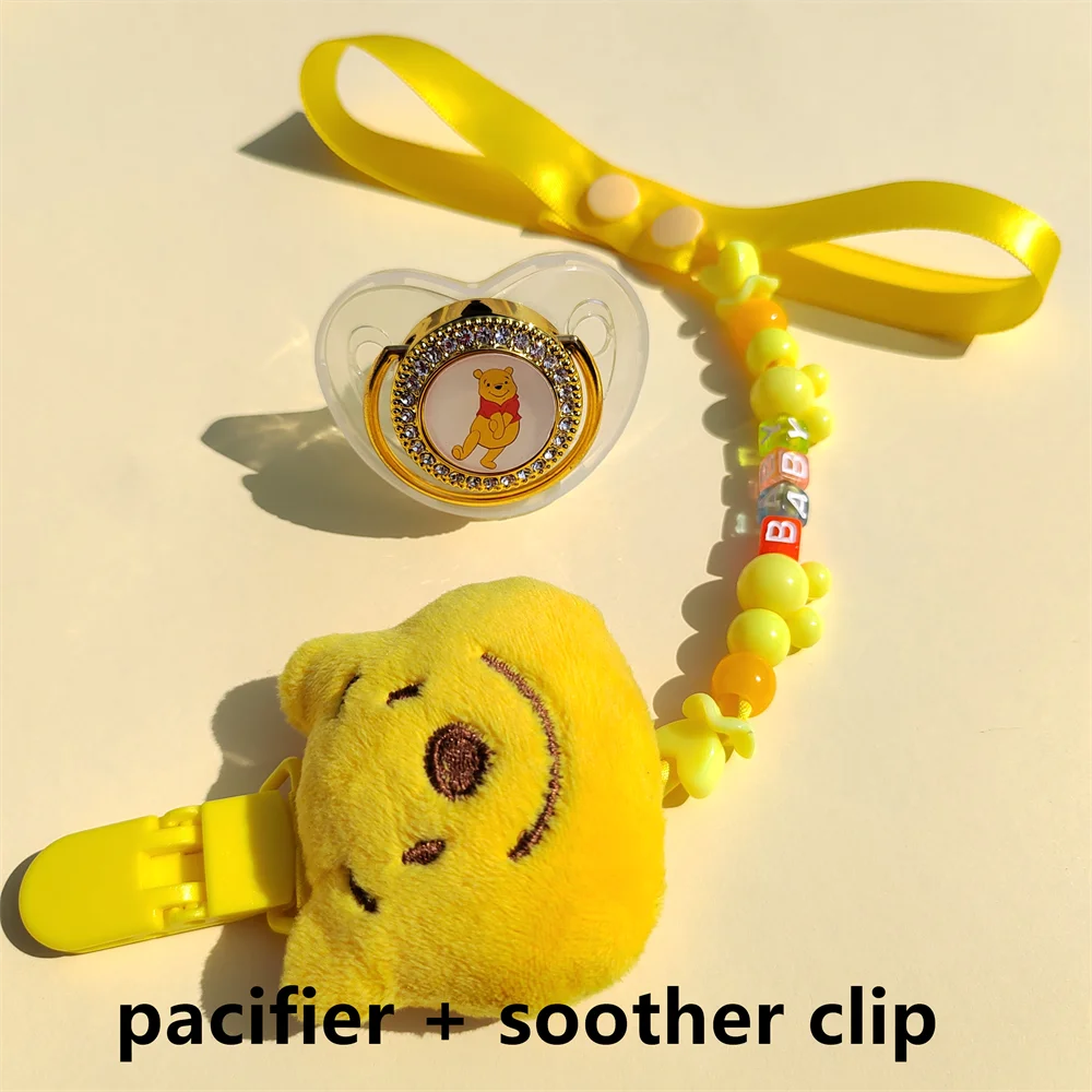 Winnie Pooh Cute Plush Doll Toy For Babies Holder for Pacifier BPA Free Silicone Teeteer Beads Nipples for Babes Babyshower Gift