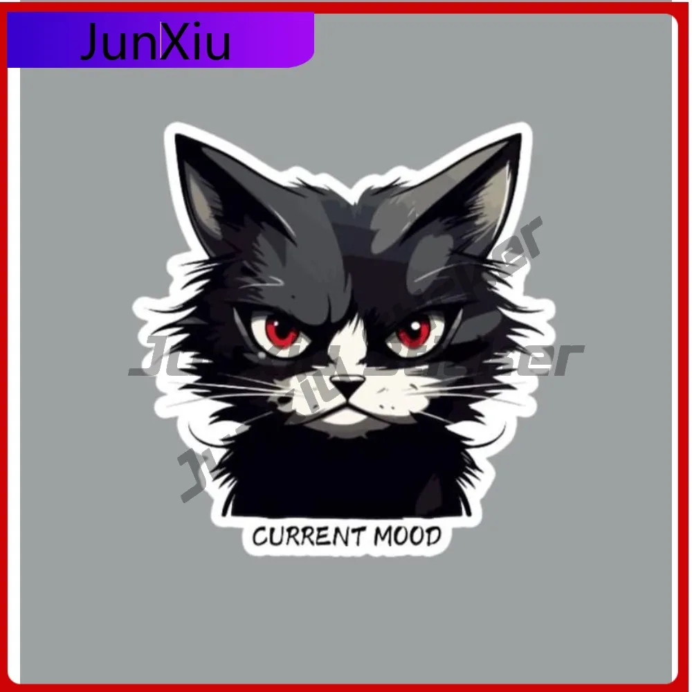 Angry Black Cat Current Mood Sticker Anti Scratch Exterior Decor Fridge Or Laptop Bumper Sticker Funny Car Decoration Hippie Rv