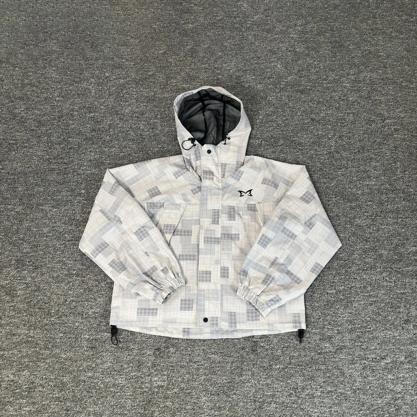 

American Street Style 3D Print Plaid Hooded Mesh Windbreaker Jacket Vintage Loose Casual Couple Outerwear