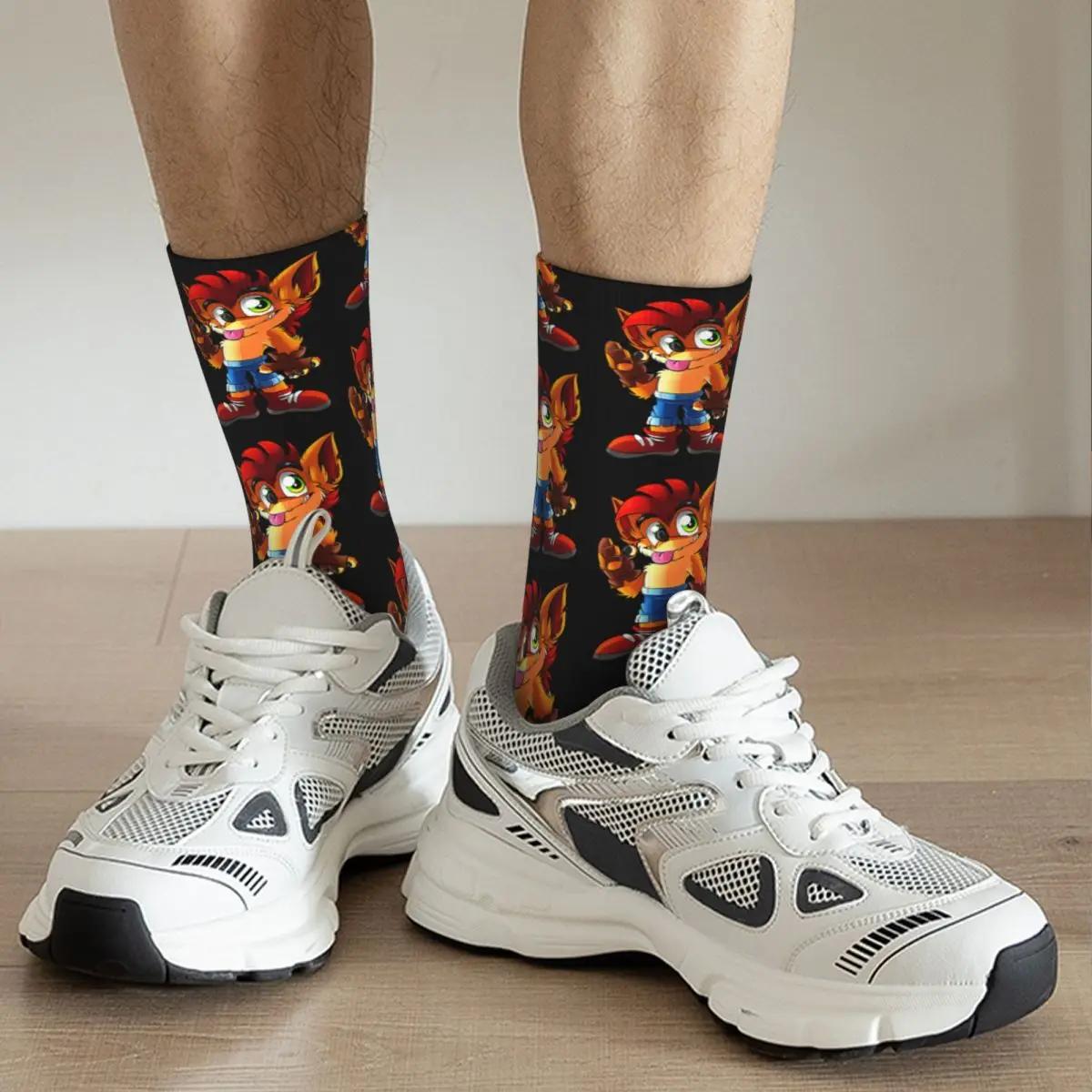 Elin-Chaussette de compression WOLF pour homme, Harajuku Crash Bandicoot Game, motif de qualité, chaussette Crew, nouveauté