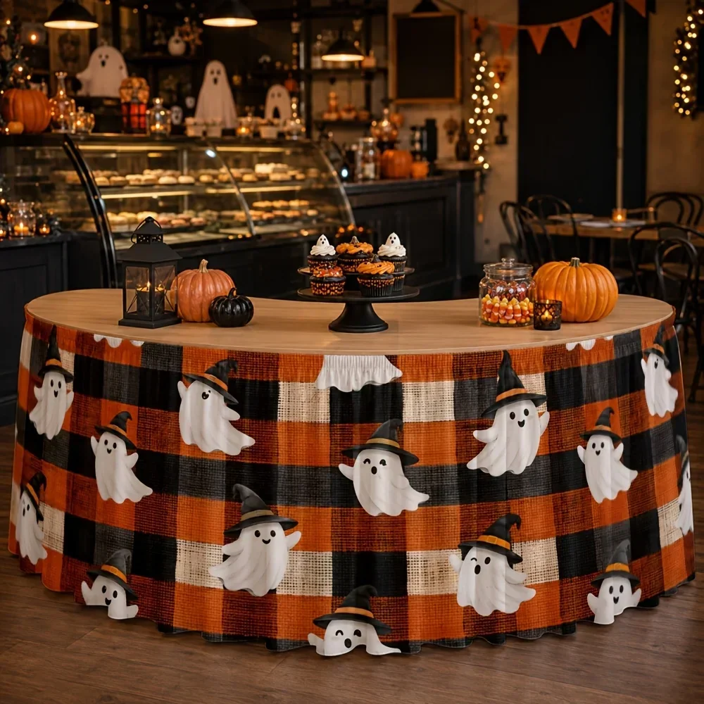 tableskirt Halloween ghost plaid autumn harvest festival party tablecove xzj