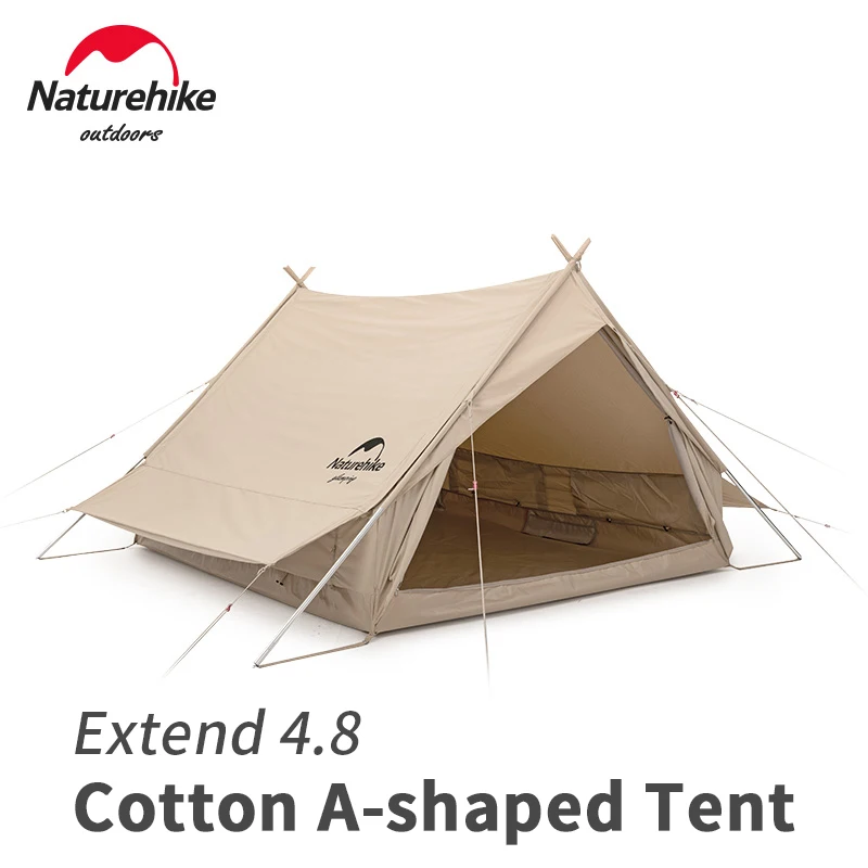 Naturehike Camping Cotton A-shaped Tent Double Persons 4.8m² Camping Tent Extend Open And Close Awning Outdoor Portable Tent