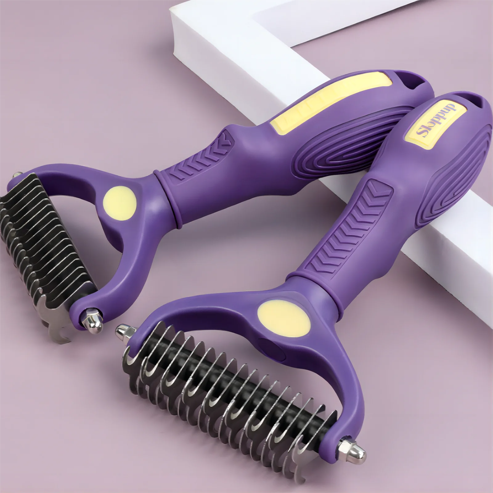 Double-Sided Pet Deshedding Brush Multi-Purpose Skin Friendly Undercoat Rake Dematting Grooming Pet Cleaning Grooming Product