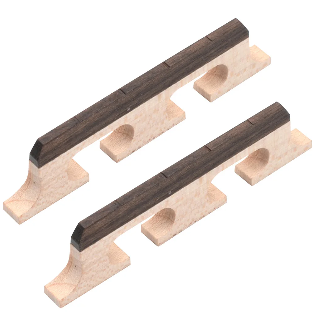 

2 Pcs Wood Banjo Bridge Durable Replacement Parts Light Brown Saddle Musical Instrument Accessories Guitar Components