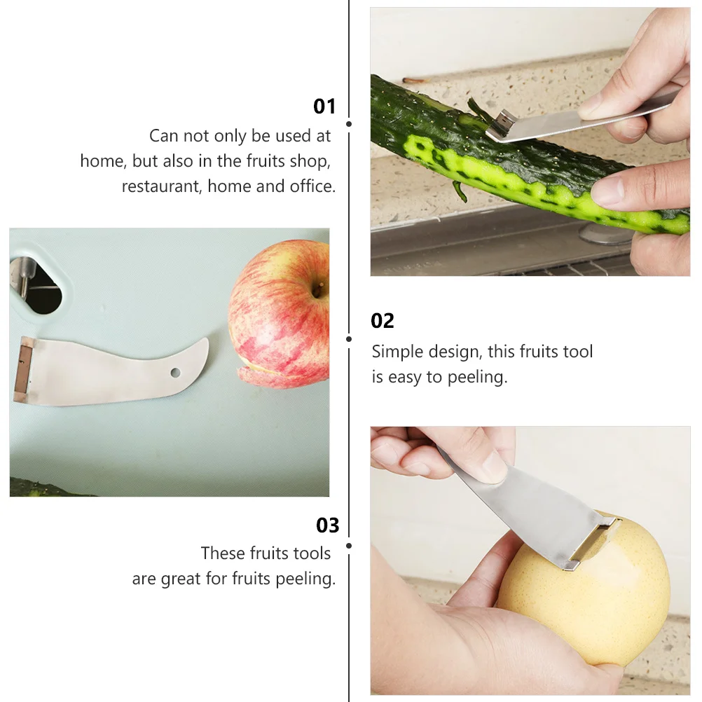 

2pcs Stainless Steel Fruit Peeler Multifunctional Kitchen Gadget Apple Sugarcane Cutter For Home Office Restaurant