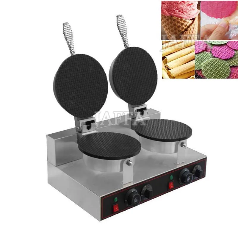 Smart Temperature Control Crispy Ice Cream Cone Double Head Ice Cream Crust Making Machine Street Food Stall 220v