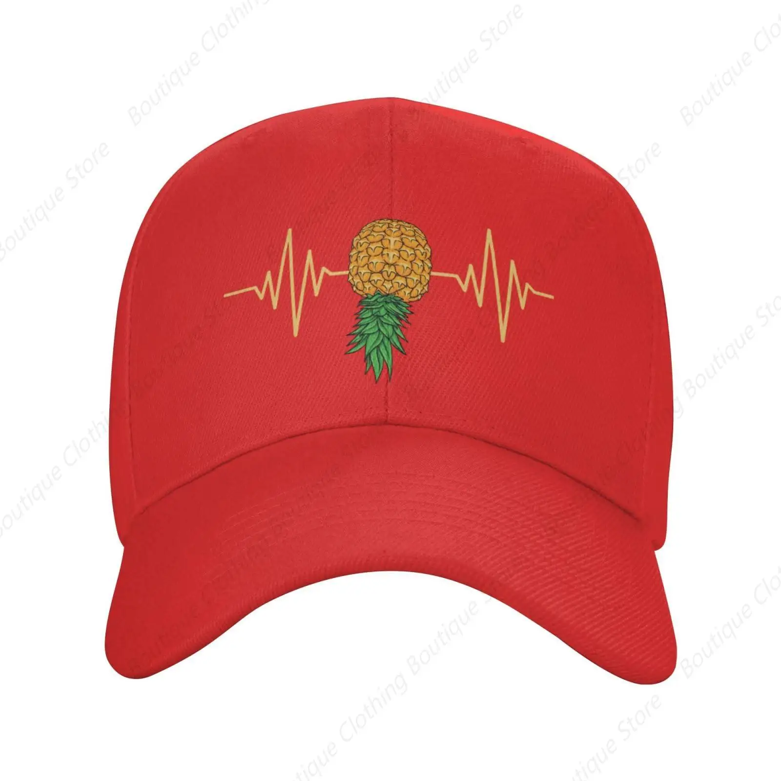 

Heartbeat Swinger Upside Down Pineapple Gifts Cowboy Hat Trucker Hat Cotton Dad Hats for Men Women Snapback Hat Red