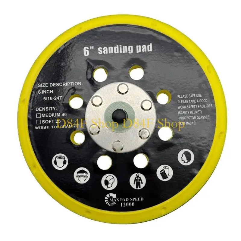 D84F Heavy Duty 150mm Polishing Disc With 17 Ventilated Hole Design For Improved Cooling And Extended Sandpaper Longevity