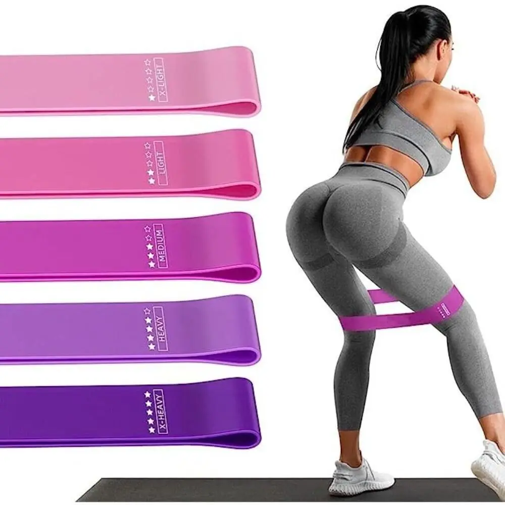 5 Weight Levels Elastic Exercise Loop Bands Thickened TPE Pilates Flexbands Yoga Strength Training Resistance Bands