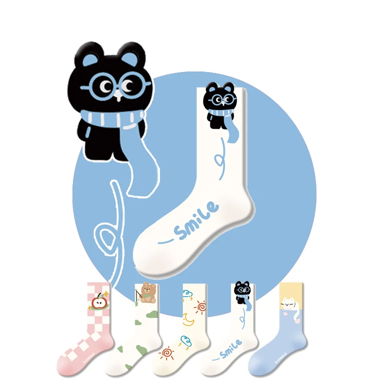 

Fashion Cotton Socks for Women Teenagers Original Cartoon Pattern Animal Cat Stocking Mid-Calf Length Socks Autumn/winter