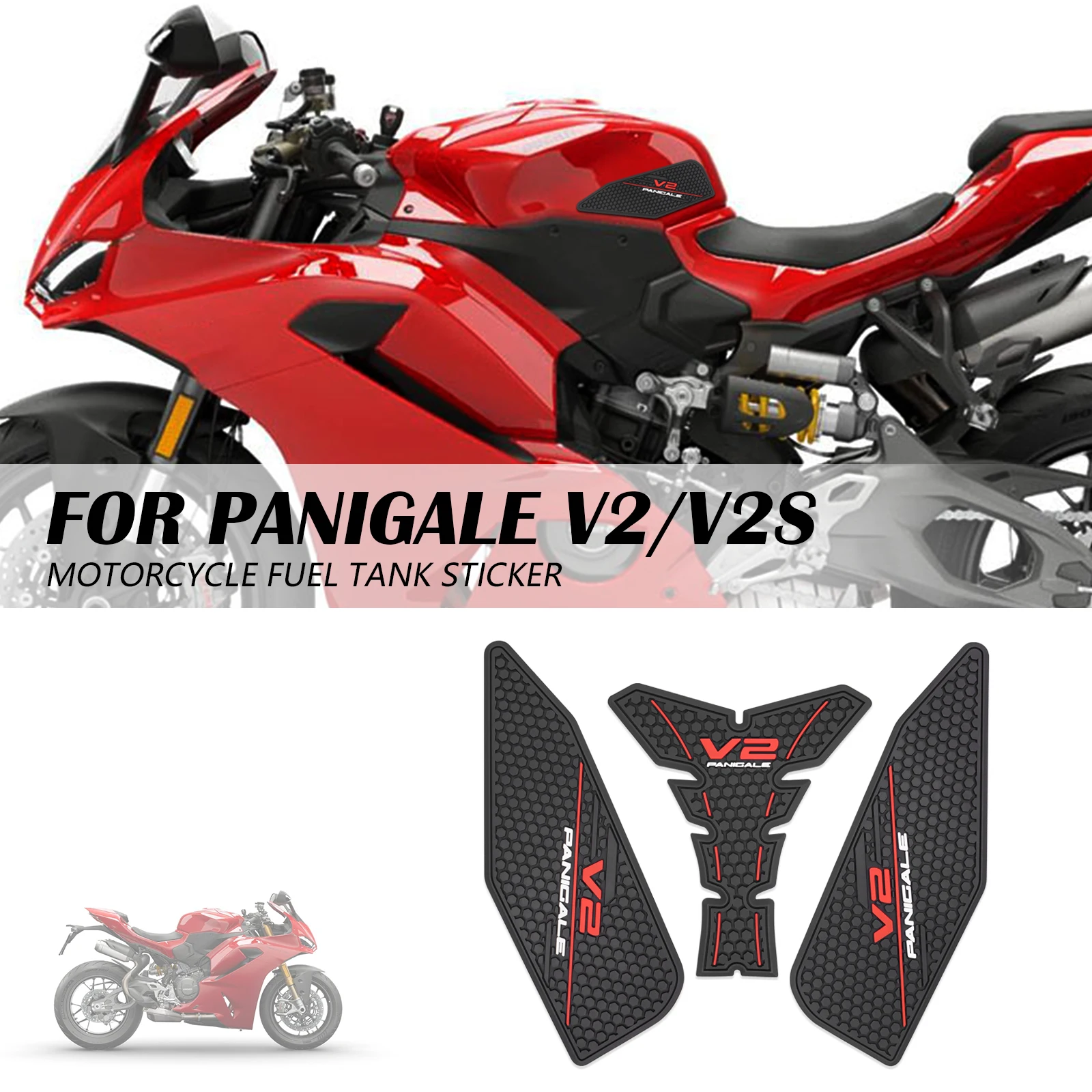 

For Ducati panigale V2 V2S 2025- Motorcycle Fuel Tank Pad Protective Sticker Kit Non-slip Side Fuel Tank Sticker