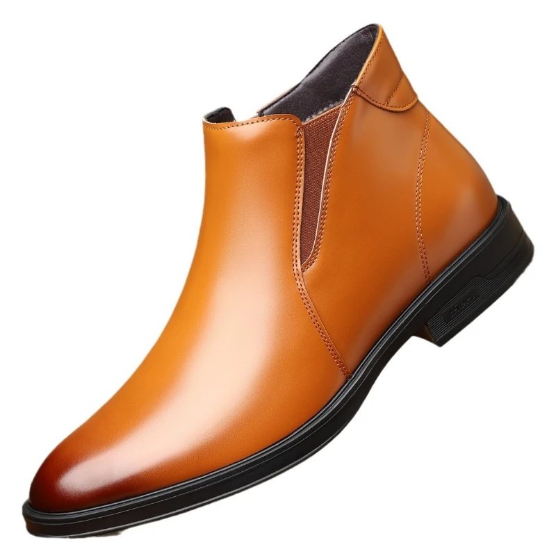 

Business Men's Formal Leather Boots British Style Casual Low Cut Pointed Chelsea Boots Men Boots