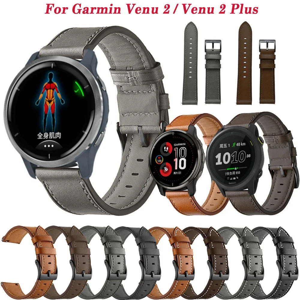 

20 22mm Smart Watch Strap For Garmin Venu 2 Vivoactive 3/4 Band Leather Bracelet For Venu 2 Plus 55 158 255 SQ 2 Wristband Strap