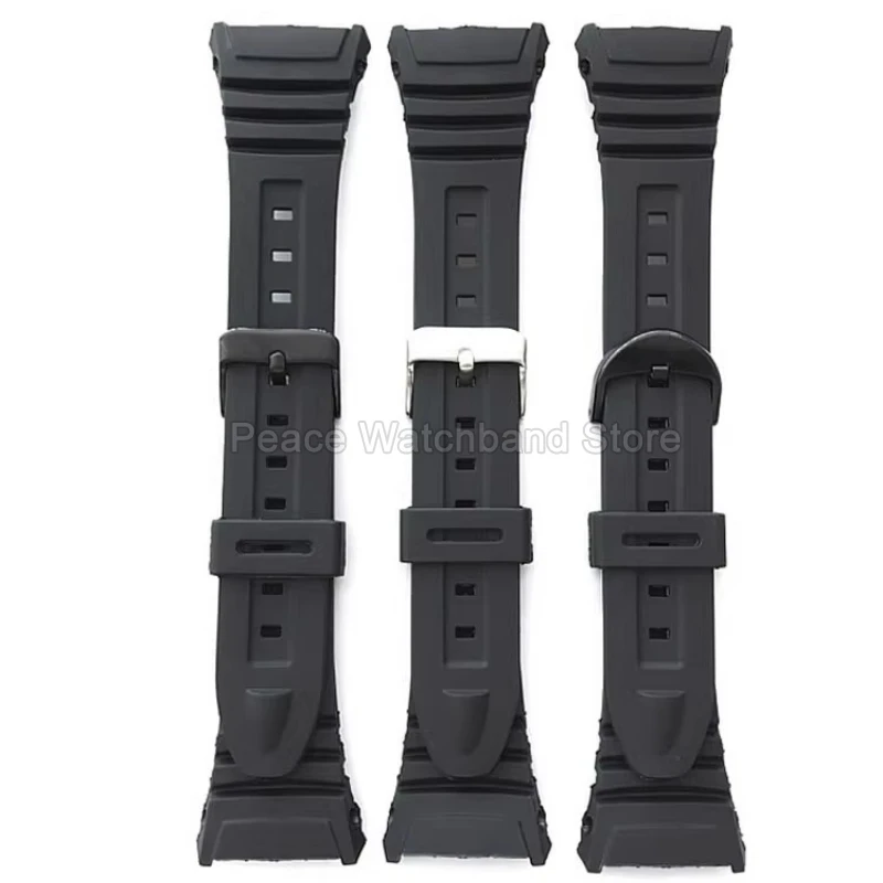 Cinturino per orologio in resina resistente allo sbiadimento di dimensioni speciali per Casio W-96H Bracciale liscio e confortevole con fibbia speciale nera