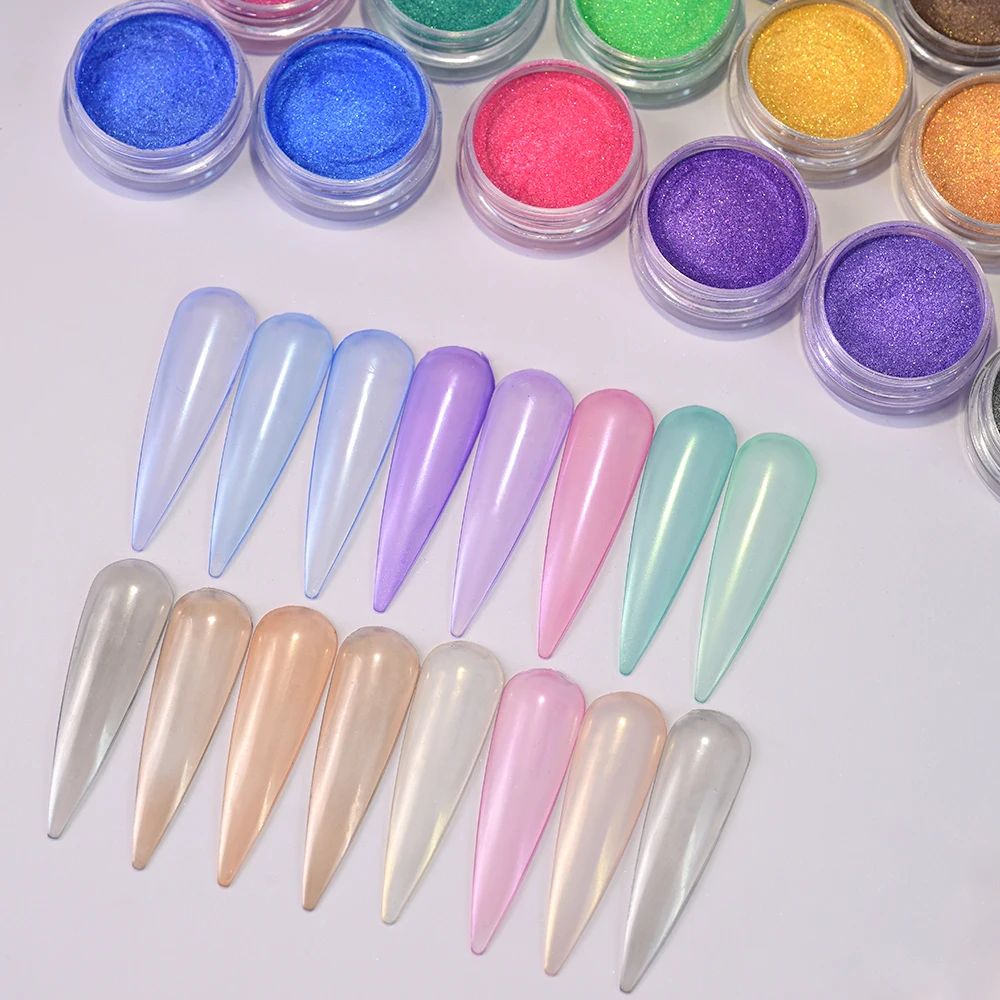 16 Potten Parel Poeder Pigment Nail Art Parelmoer Chrome Pigment voor DIY Epoxyhars Manicure Ambachten Nagel Wrijven Poeder Levert