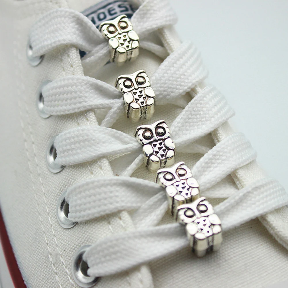 

24 Pcs Owl Charm Shoe Buckle Decoration Shoes Lace Shoelace Charms Silver Alloy