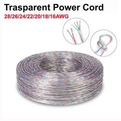 1/2/5m Clear Power Cord 28/26/24/22/20/18/16AWG PVC Insulation Tinned Copper Cable 2 3 4 5 Cores LED Light Cable Electrical Wire
