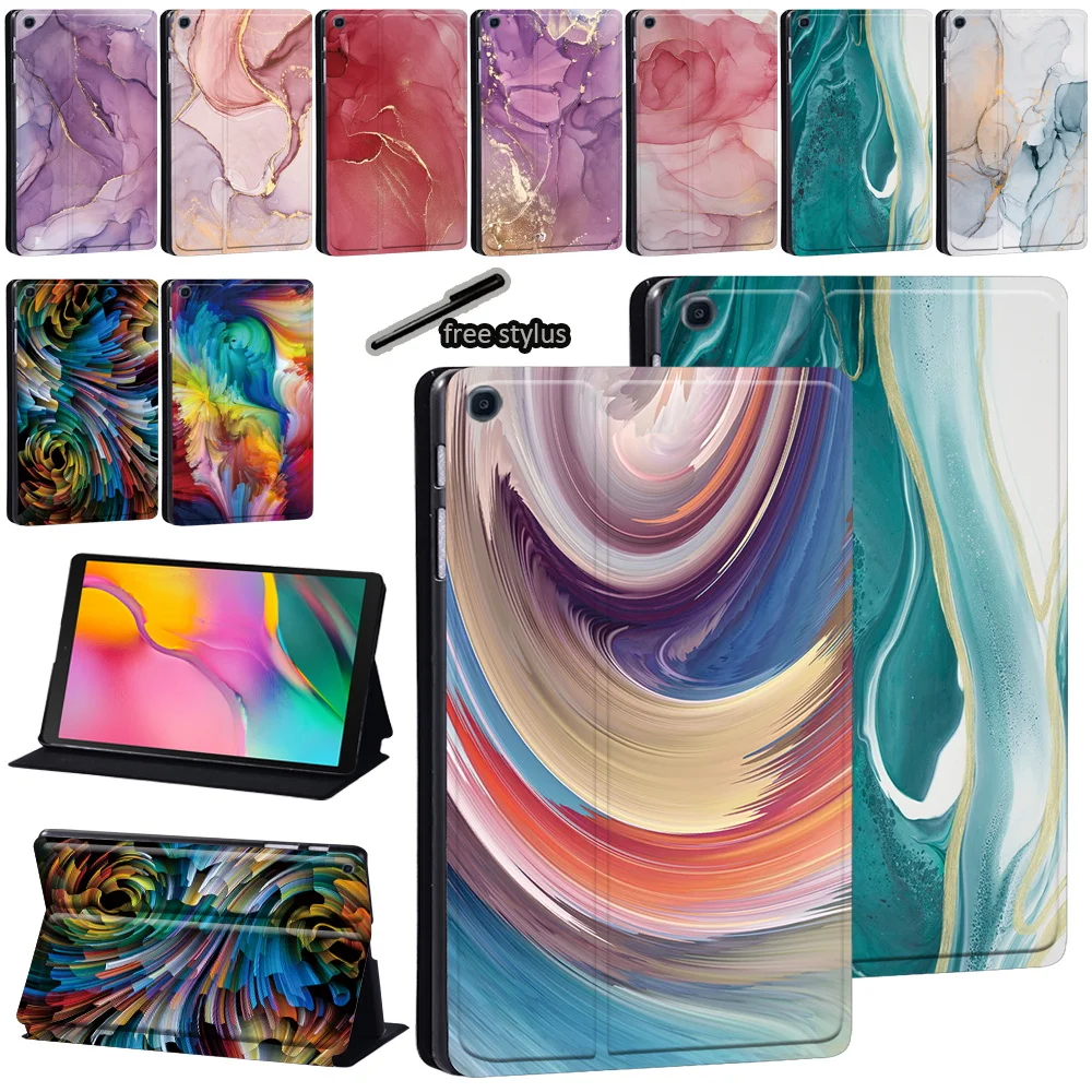 

Leather Tablet Case for Samsung Galaxy Tab S7 11/Tab S6 Lite 10.4/S6 10.5/S5e 10.5/S4 10.5 Inch Watercolor Print Stand Cover