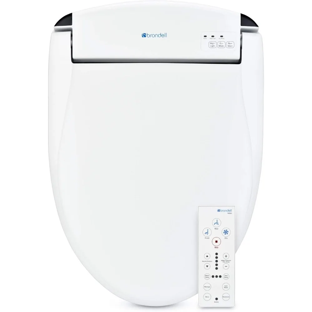 Swash SE600 Bidet Toilet Seat, Fits Elongated Toilets, White - Oscillating Stainless-Steel Nozzle, Warm Air Dryer, Ambient Nigh
