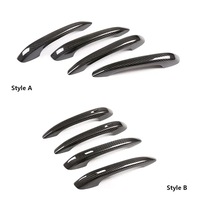 For Porsche Macan 2014-2023 Real Carbon Fiber Car Door Handle Protective cover Trim Sticker External Car Accessories