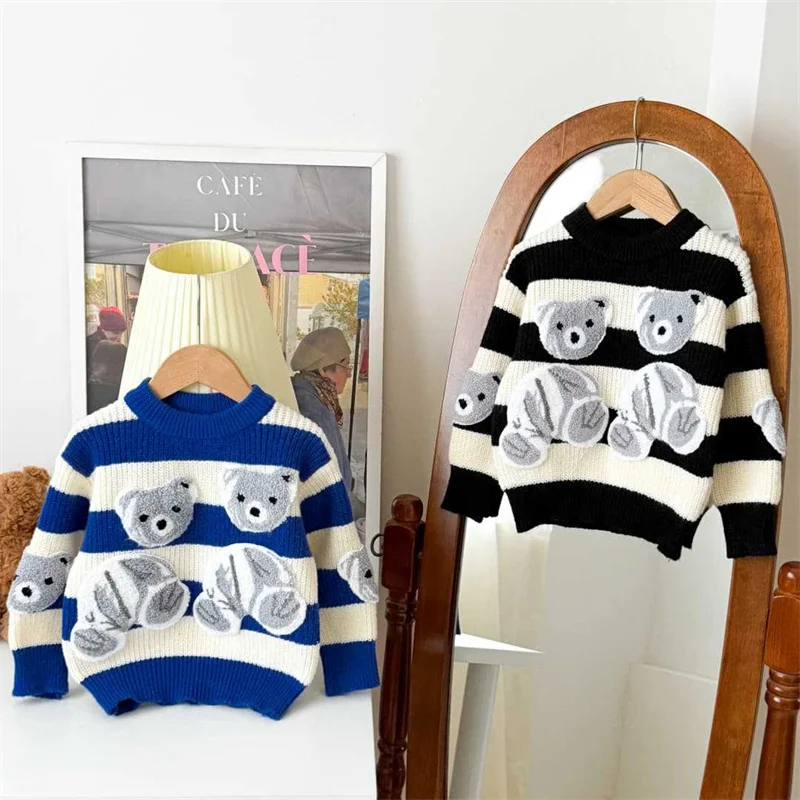 

Детские теплые свитера для мальчиков и девочек, зимний повседневный джемпер, детская утепленная одежда, теплый пуловер для малышей, модные пальто для малышей, От 2 до 6 лет