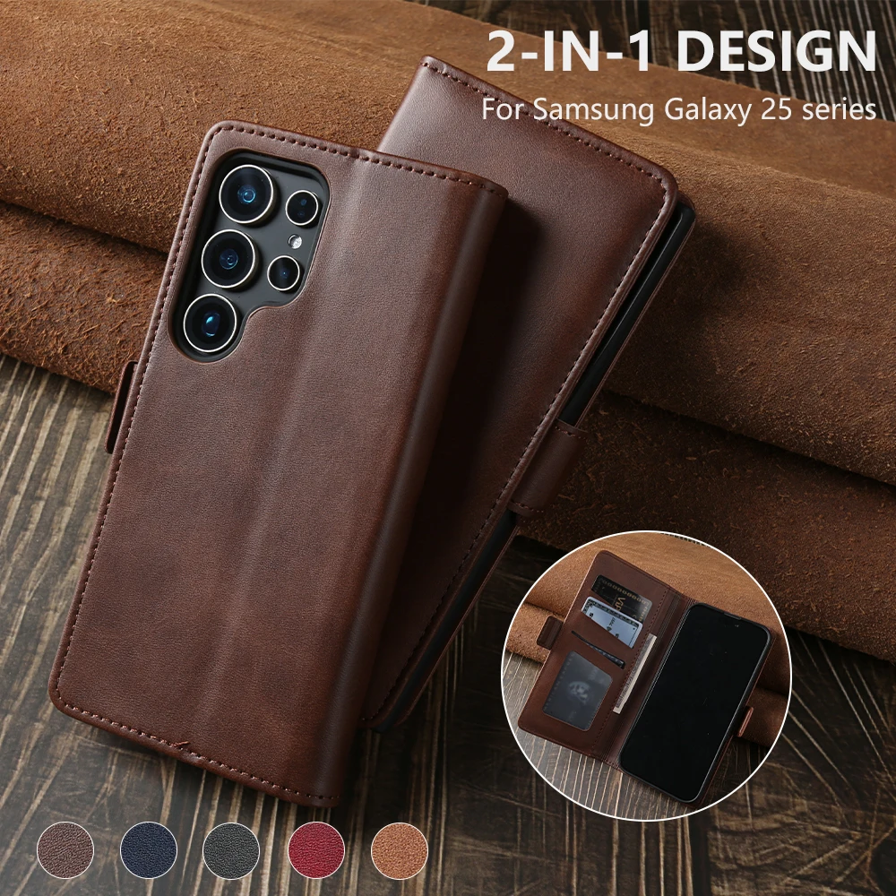 

Wallet Flip Leather Case for Samsung Galaxy S25 Edge S24 Ultra S23 S22 S21 S20 FE Note 20 Plus 10 Lite With Card Slot Cover Capa