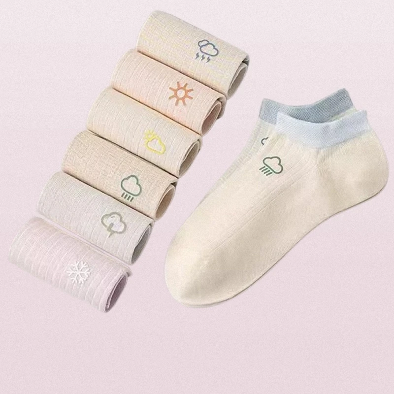 5/10/15 Pairs Summer Thin Breathable Sweat-absorbent Cute Versatile Trend Boat Socks  Short Socks Pure Cotton Deodorant