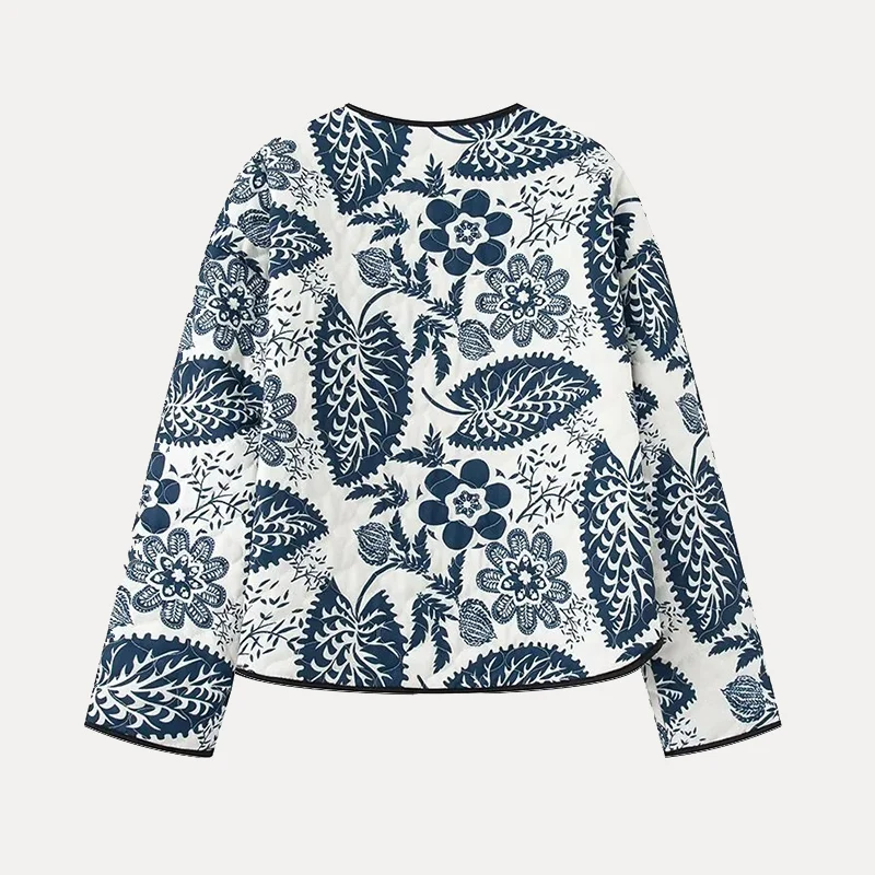 เสื้อแจ็คเก็ตผ้าฝ้ายพิมพ์ลายเรโทรอเนกประสงค์ แขนยาว ทรงหลวม สไตล์สตรีท ปิดกระดุมเม็ดเดียว คอลเลคชั่นฤดูใบไม้ผลิ 2025