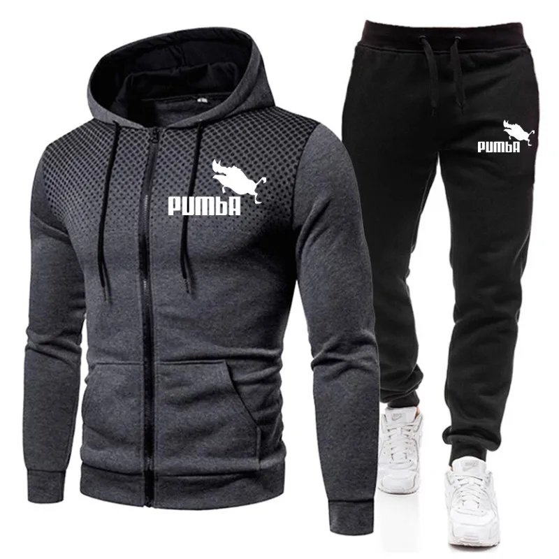 Fashion Print Tracksuit for Men Zipper Hooded Sweatshirt and Sweatpants Two Pieces Suits Male Casual Fitness Jogging Sports Sets