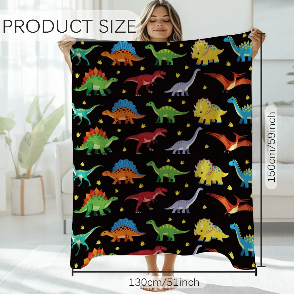 Rectangle Velet Blanket for Household Items Decoration Supplies Dinosaur 150x130cm