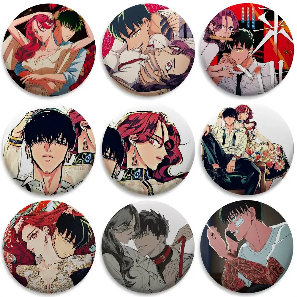 

Anime Y-Yakuza F-Fiances Badges Round Exquisite Badge Brooches Creative Pins For Clothes Hat Backpack Gift Accessories