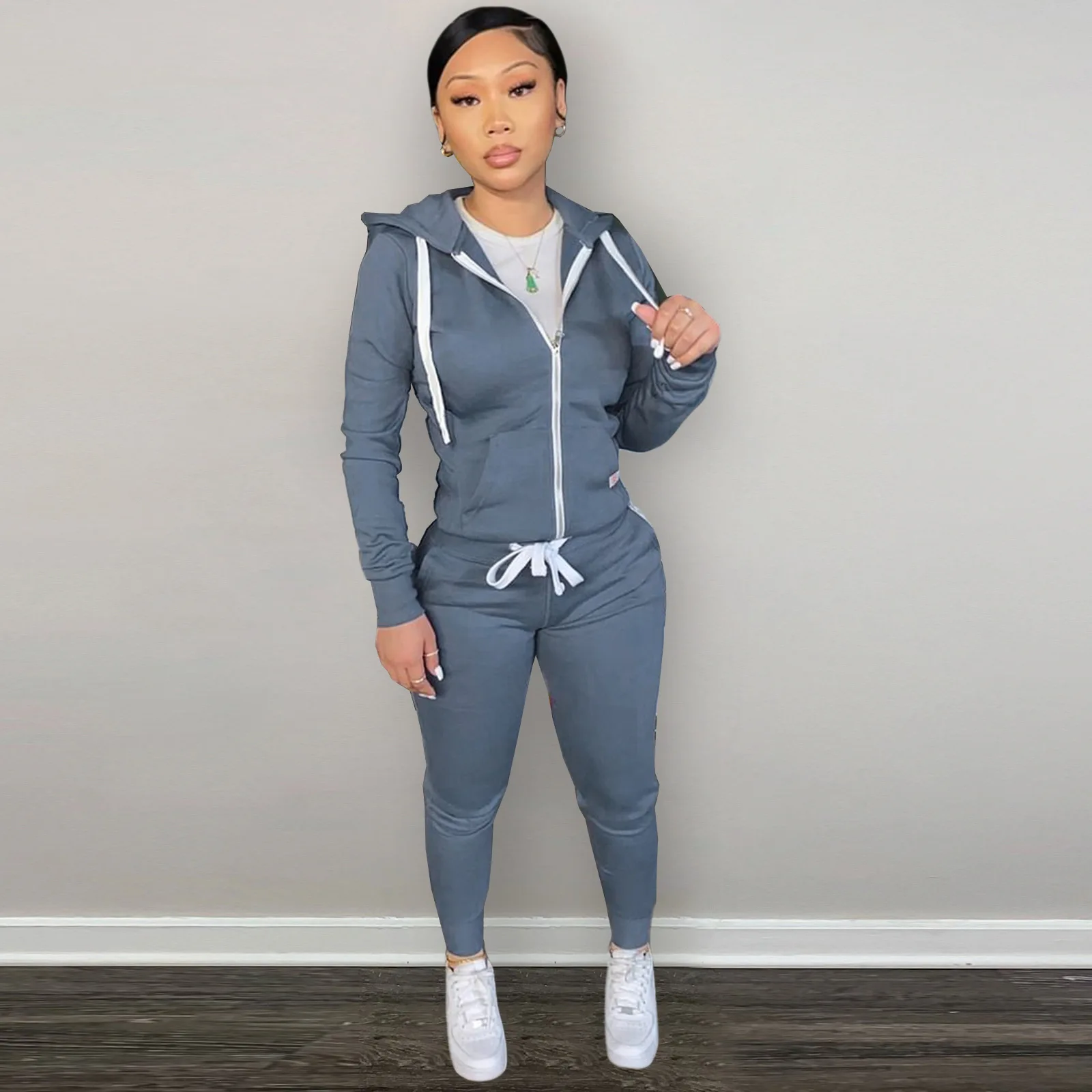 

Cropped Jacket Tracksuit Two Piece Set Women Plush Velour Hoodie Jackets And Trousers 2 Pieces Sweatsuit Jogging Set Outfit