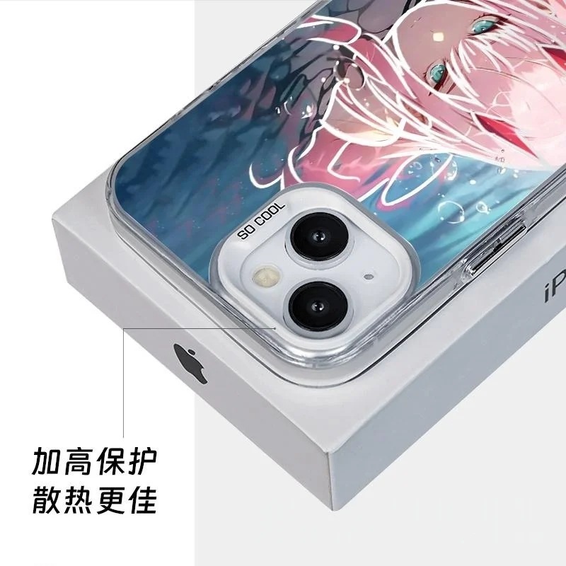 Bonito menina zero dois nadar caso de telefone para iphone 11 12 13 14 15 16 17 pro max plus xr ar mini querido franxxs capa à prova de choque