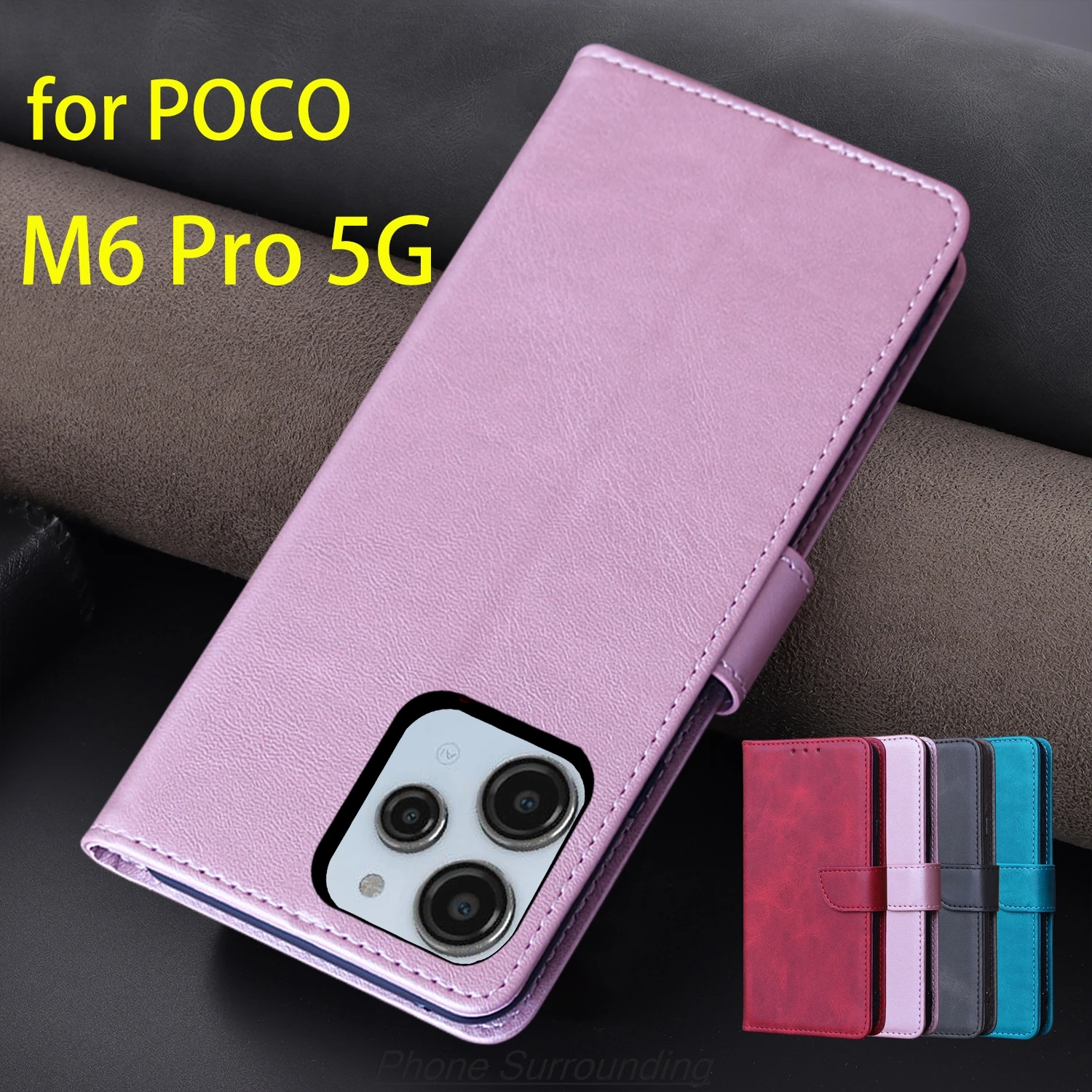 

Wallet Flip Cover Leather Case for Xiaomi POCOPHONE POCO M6 Pro 5G Pu Leather Phone Bags protective Holster Capa Fundas Coque