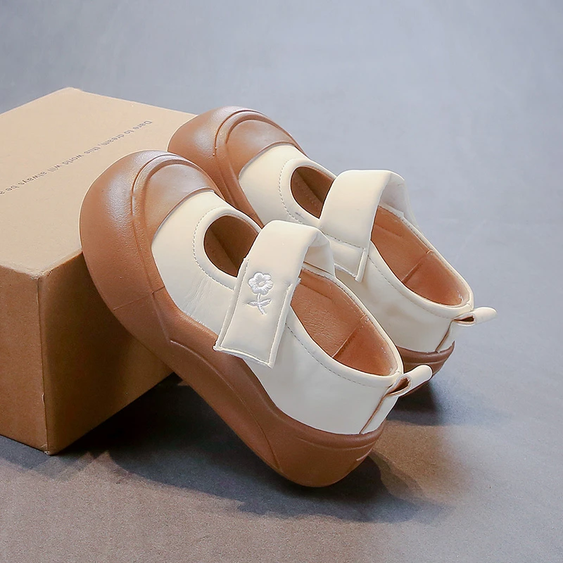 Kids Mary Jane Chunky Sole Shoes, Toddler Boys Girls Patent Leather Casual Shoes for Spring Autumn, Round Toe School Shoes