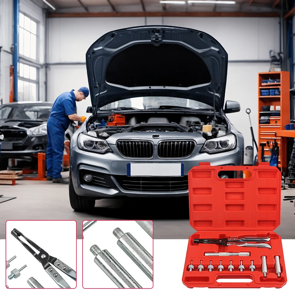 Rot/blau Ventilschaft-Öldichtungs-Entferner-Sets, Öldichtungs-Adapter, Steckschlüssel und Klemmzange, Werkzeuge zur Demontage und Reparatur von Motor-Nockenwellen