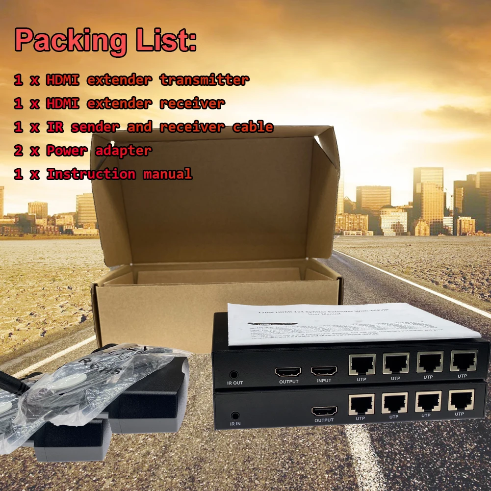 Extensor do divisor de 1080p hdmi 1x4 com tcp/ip até 120m