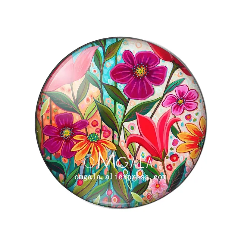Beauty Art Rode Bloem Schilderijen 10Mm/12Mm/14Mm/18Mm/20Mm/25Mm Ronde Foto Glas Cabochon Demo Platte Achterkant Maken Bevindingen