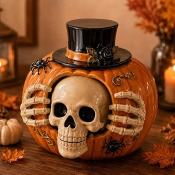 Skull Pumpkin Candy Jar 1