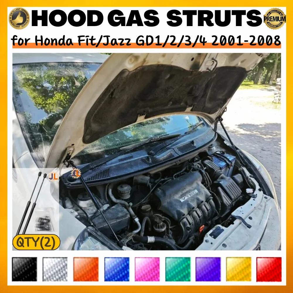 

Qty(2) Стойки капота для Honda Fit/Jazz GD1/2/3/4 2001-2008, модифицированные газовые пружины переднего капота, амортизаторы, подъемные опоры, демпферы